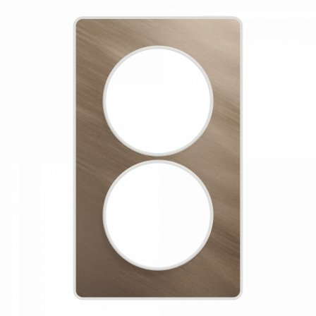 Odace Touch - plaque 2 postes verticaux 57mm bronze brossé avec liseré blanc