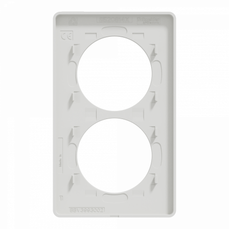 Odace Touch - plaque 2 postes verticaux 57mm bois naturel avec liseré blanc