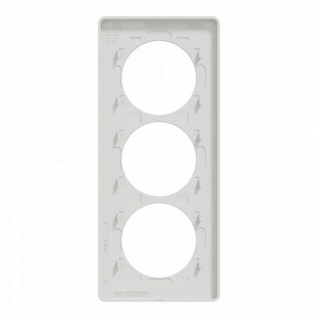 Odace Touch - plaque 3 postes verticaux 57mm bois nordique avec liseré blanc