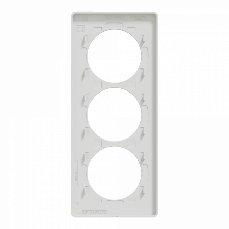 Odace Touch - plaque 3 postes verticaux 57mm bois naturel avec liseré blanc