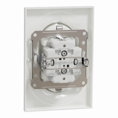 Odace - prise de courant 2P+T Schuko double en 1 poste - blanc - griffes montées