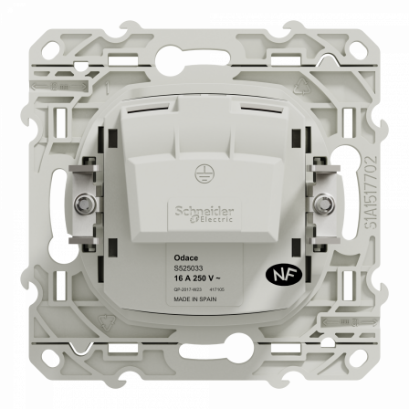 Odace - prise de courant 2P - blanc - griffes montées - connexion à vis