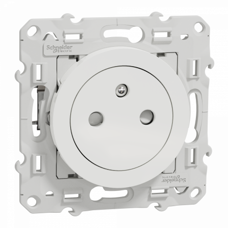 Odace - prise de courant 2P+T affleurante - blanc - griffes montées