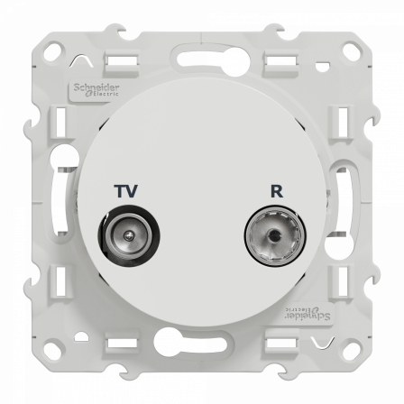 Odace - prise TV/FM - blanc - individuelle - griffes montées