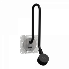 Odace - liseuse - avec prise USB type A - 2,1A - aluminium