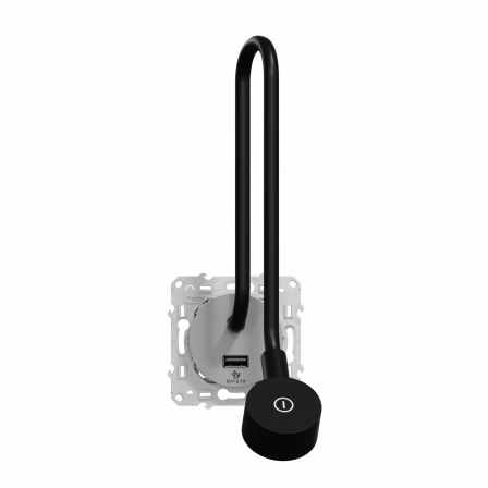 Odace - liseuse - avec prise USB type A - 2,1A - aluminium