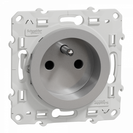 Odace - prise de courant 2P+T alu - 4 connexions rapides par pôle