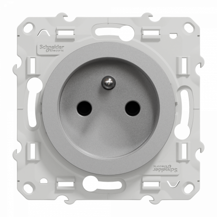 Odace - prise de courant 2P+T alu - 4 connexions rapides par pôle