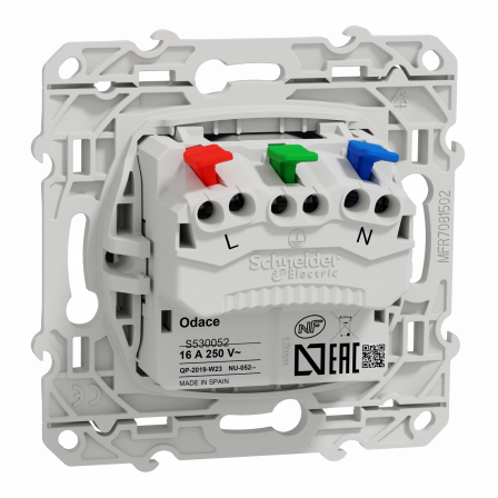 Odace - prise de courant 2P+T affleurante - aluminium - connexion rapide