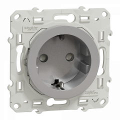 Odace - prise de courant 2P+T - aluminium- standard Schuko allemand