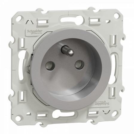 Odace - prise de courant 2P+T - aluminium