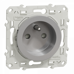 Odace - prise de courant 2P+T - aluminium