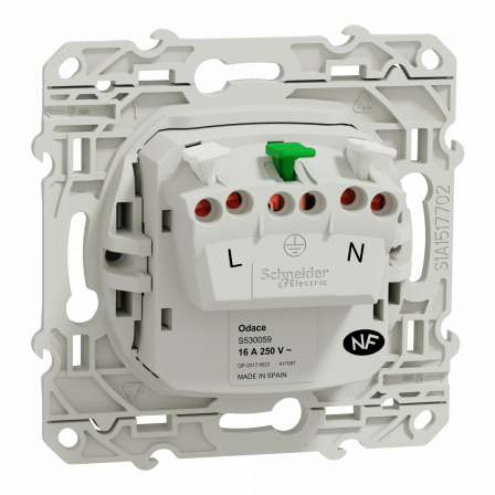 Odace - prise de courant 2P+T - aluminium