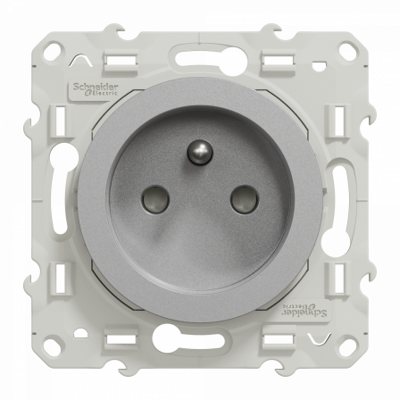 Odace - prise de courant 2P+T - aluminium