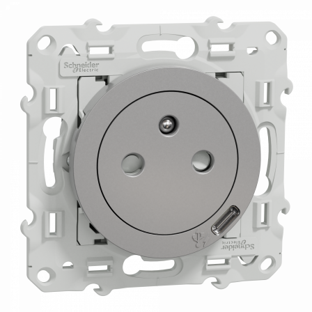 Odace - prise affleurante + USB C10.5W - aluminium