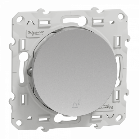 Odace - poussoir avec symbole carillon - alu - 10AX - NO - fixation par vis