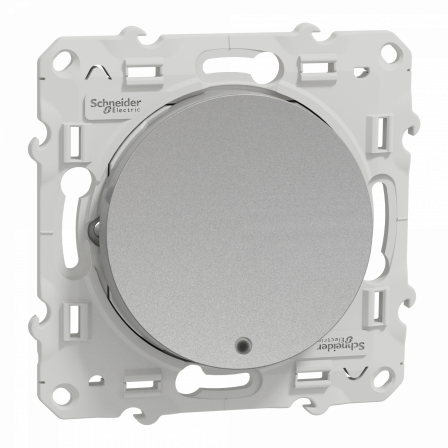 Odace - poussoir lumineux - aluminium - 10A - voyant LED bleu 0,15mA