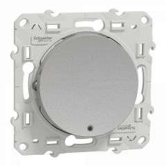 Odace - poussoir lumineux - aluminium - 10A - voyant LED bleu 0,15mA