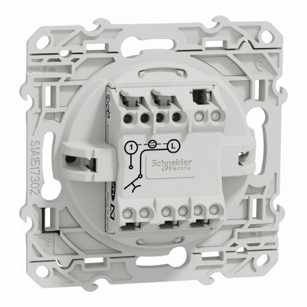 Odace - poussoir lumineux - aluminium - 10A - voyant LED bleu 0,15mA