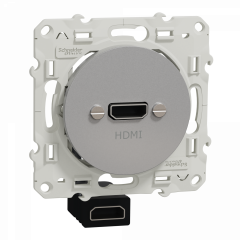 Odace - prise HDMI type A - alu - prise femelle / câble femelle à l'arrière