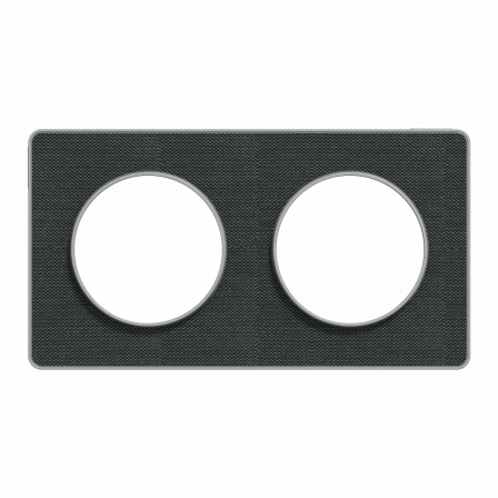 Odace Touch - plaque 2 postes horiz/ver 71mm Kvadrat ombre avec liseré aluminium