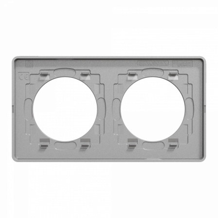 Odace Touch - plaque 2 postes horiz/ver 71mm ardoise avec liseré aluminium