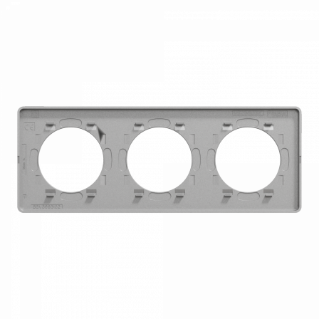 Odace Touch - plaque 3 postes horiz/ver 71mm Kvadrat perle avec liseré aluminium