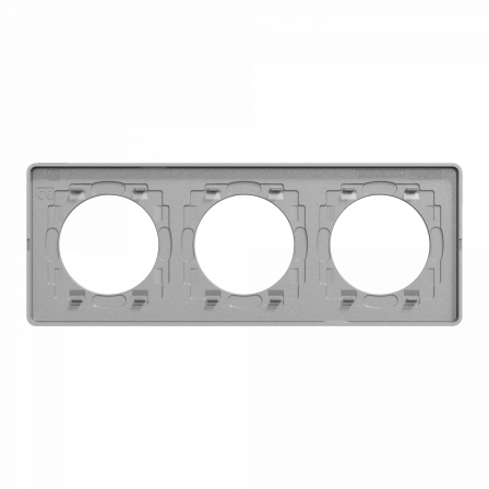 Odace Touch - plaque 3 postes horiz/ver 71mm ardoise avec liseré aluminium