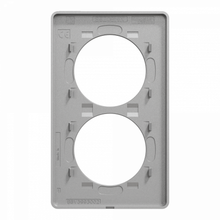 Odace Touch - plaque 2 postes verticaux entraxe 57mm aluminium