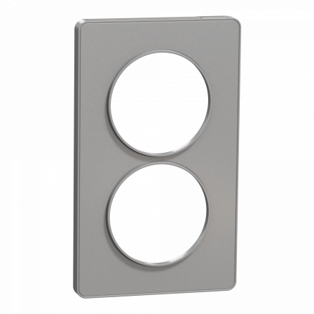 Odace Touch - plaque 2 postes verticaux entraxe 57mm aluminium