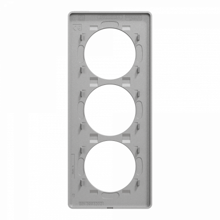 Odace Touch - plaque 3 postes verticaux entraxe 57mm aluminium