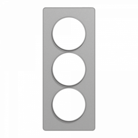 Odace Touch - plaque 3 postes verticaux entraxe 57mm aluminium