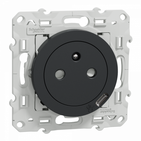 Odace - Prise affleurante + usb C10.5W - anthracite