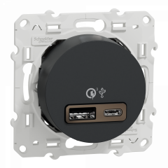 Odace - prise USB double - charge rapide - type A+C - anthracite - 18W - 3,4A
