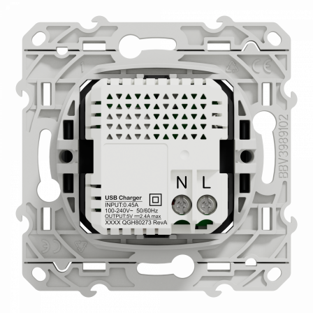 Odace - prise USB double - type A+C - anthracite - 5 Vcc - 2,4A