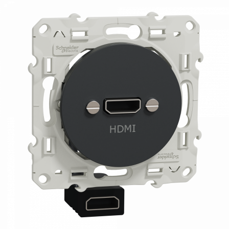 Odace - prise HDMI type A - anthracite - prise femelle / câble femelle arrière