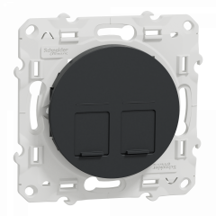 Odace - prise double RJ45 cat.6 UTP - grade 1 à 2 (tél. + inf.) - à vis - anth