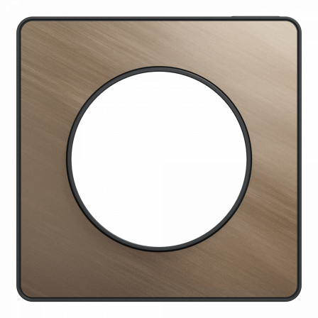 Odace Touch - plaque 1 poste bronze brossé avec liseré anthracite