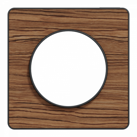 Odace Touch - plaque 1 poste bois zebrano avec liseré anthracite