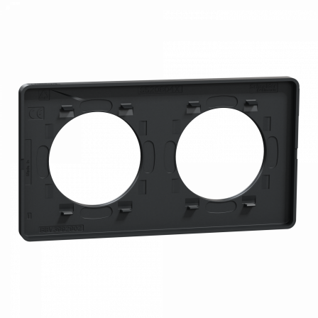 Odace Touch - plaque 2 postes horiz/vert 71mm aluminium brossé avec liseré anth