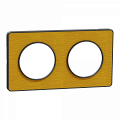 Odace Touch - plaque 2 postes horiz/ver 71mm Kvadrat ocre avec liseré anthracite