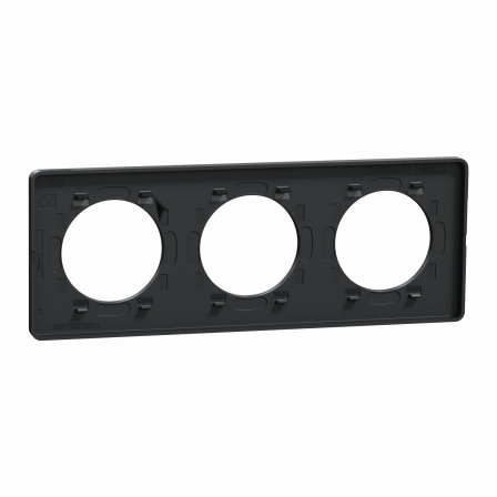 Odace Touch - plaque 3 postes hor/ver 71mm Kvadrat ombre avec liseré anthracite