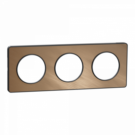 Odace Touch - plaque 3 postes horiz/vert 71mm bronze brossé avec liseré anth