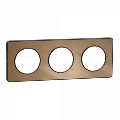 Odace Touch - plaque 3 postes horiz/vert 71mm bronze brossé avec liseré anth