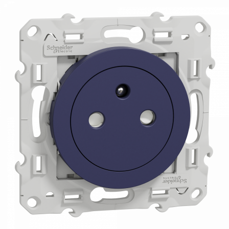 Odace - prise de courant 2P+T affleurante - cobalt - connexion rapide