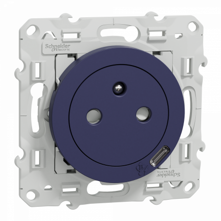Odace - prise affleurante + USB C - 10,5W - cobalt