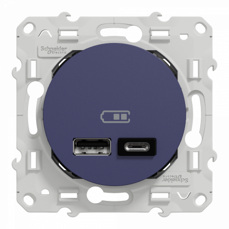 Odace - prise USB double - type A+C - cobalt - 5 Vcc - 2,4A