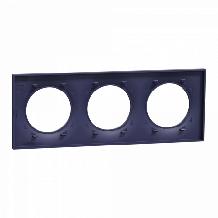 Odace Styl -  plaque 3 postes horizontaux ou verticaux entraxe 71mm bleu cobalt