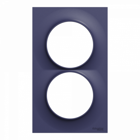 Odace Styl - plaque 2 postes verticaux entraxe 57mm bleu cobalt