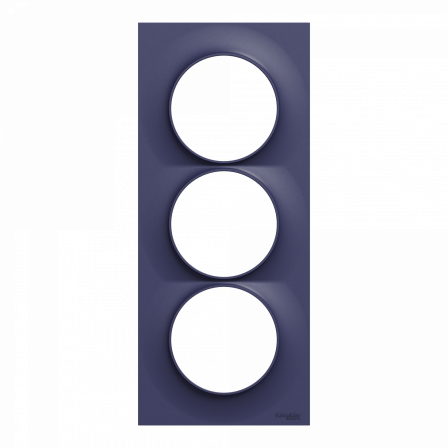 Odace Styl - plaque 3 postes verticaux entraxe 57mm bleu cobalt